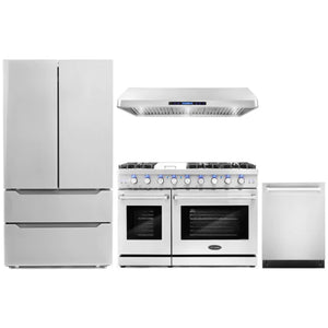 Cosmo 4-Piece, 48" Gas Range, 48" Range Hood, 24" Dishwasher and Refrigerator COS-4PKG-122