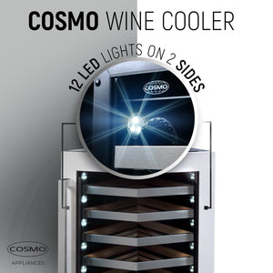 Cosmo 48-Bottle Stainless Steel 24 in. Single Zone Compressor Wine Cooler