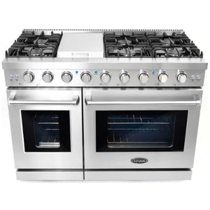 Cosmo 4-Piece, 48" Gas Range, 48" Range Hood, 24" Dishwasher and Refrigerator COS-4PKG-122