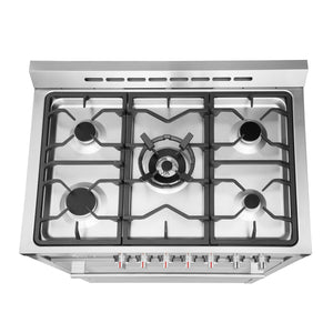 Cosmo 36 in. 3.8 cu. ft. Single Oven Gas Range with 5 Burner Cooktop and Heavy Duty Cast Iron Grates in Stainless Steel