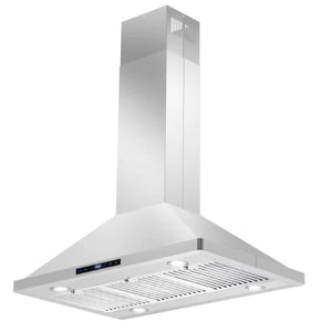 Cosmo 4-Piece, 36" Range, 36" Island Range Hood, 24" Dishwasher and Refrigerator COS-4PKG-076