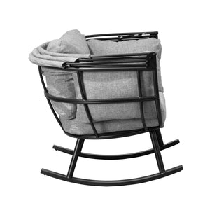 Deko Living - Outdoor Rocking Patio Egg Chair with Gray Upholstery