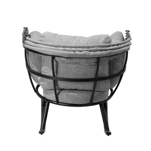 Deko Living - Outdoor Rocking Patio Egg Chair with Gray Upholstery