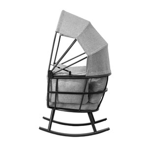 Deko Living - Outdoor Rocking Patio Egg Chair with Gray Upholstery