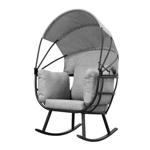 Deko Living - Outdoor Rocking Patio Egg Chair with Gray Upholstery