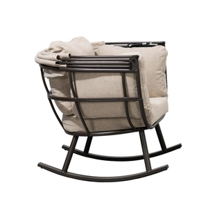 Deko Living - Outdoor Rocking Patio Egg Chair with Beige Upholstery