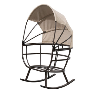 Deko Living - Outdoor Rocking Patio Egg Chair with Beige Upholstery