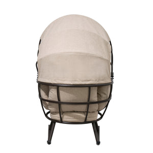 Deko Living - Outdoor Rocking Patio Egg Chair with Beige Upholstery