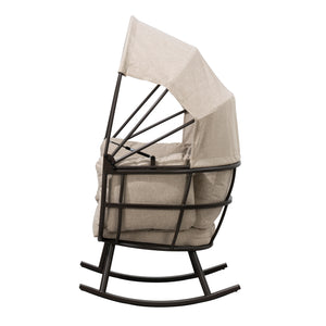 Deko Living - Outdoor Rocking Patio Egg Chair with Beige Upholstery