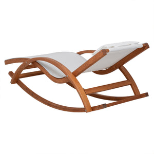 Deko Living - Outdoor Cedar Wood Patio Lounge Chair with White Textilene Fabric