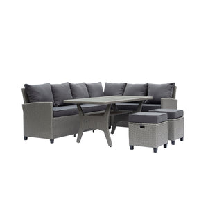 Deko Living - Outdoor Wicker Patio Sectional Sofa & Ottoman Set with Table