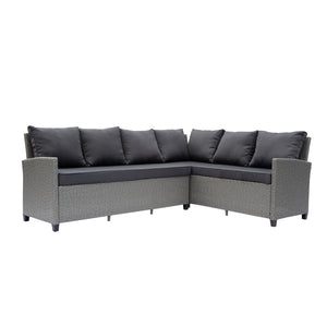 Deko Living - Outdoor Wicker Patio Sectional Sofa & Ottoman Set with Table