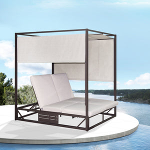 Deko Living - Outdoor Beige Rectangular Patio Daybed