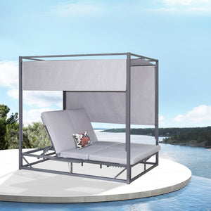 Deko Living - Outdoor Gray Rectangular Patio Daybed 