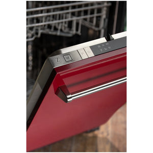 ZLINE 18 in. Compact Red Gloss Top Control Dishwasher with Stainless Steel Tub and Traditional Style Handle, 52dBa