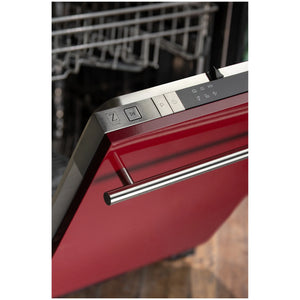 ZLINE 18 in. Compact Red Gloss Top Control Dishwasher with Stainless Steel Tub and Modern Style Handle, 52dBa