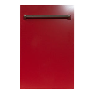 ZLINE 18 in. Compact Red Gloss Top Control Dishwasher with Stainless Steel Tub and Traditional Style Handle, 52dBa