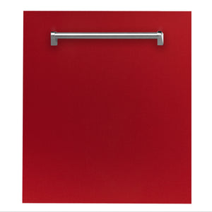 ZLINE 24 in. Red Gloss Top Control Dishwasher with Stainless Steel Tub and Traditional Style Handle, 52dBa