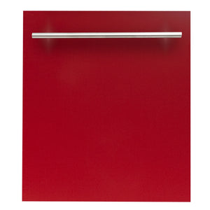 ZLINE 24 in. Red Gloss Top Control Dishwasher with Stainless Steel Tub and Modern Style Handle, 52dBa