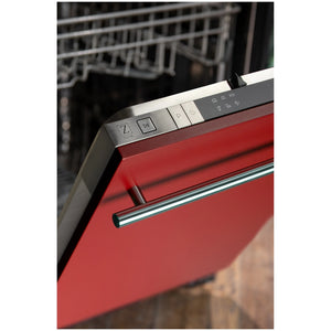 ZLINE 18 in. Compact Red Matte Top Control Dishwasher with Stainless Steel Tub and Modern Style Handle, 52dBa