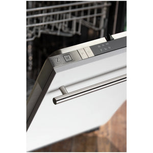 ZLINE 18 in. Compact White Matte Top Control Dishwasher with Stainless Steel Tub and Modern Style Handle, 52dBa