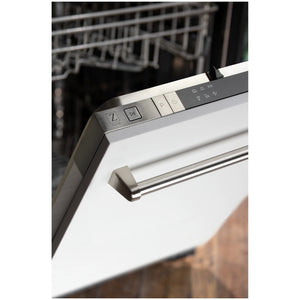 ZLINE 18 in. Compact White Matte Top Control Dishwasher with Stainless Steel Tub and Traditional Style Handle, 52dBa