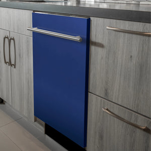 ZLINE 24 in. Blue Matte Top Control Dishwasher with Stainless Steel Tub and Modern Style Handle, 52dBa