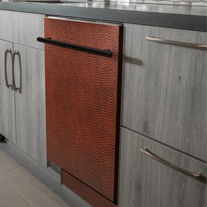 ZLINE 24 in. Hand-Hammered Copper Top Control Dishwasher with Stainless Steel Tub and Modern Style Handle, 52dBa