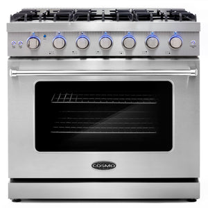 Cosmo 36 in. 6.0 cu. ft. Commercial Gas Range with Convection Oven in Stainless Steel with Storage Drawer