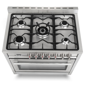 Cosmo Commercial-Style 36 in. 3.8 cu. ft. Single Oven Dual Fuel Range with 8 Function Convection Oven in Stainless Steel