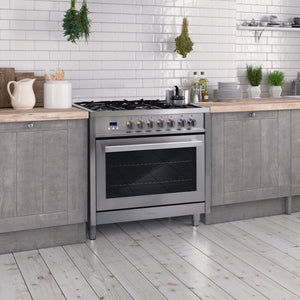 Cosmo Commercial-Style 36 in. 3.8 cu. ft. Single Oven Dual Fuel Range with 8 Function Convection Oven in Stainless Steel