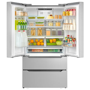 Cosmo 22.5 cu. ft. 4-Door French Door Refrigerator with Recessed Handle in Stainless Steel, Counter Depth