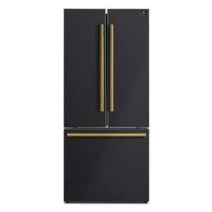 FORNO - Gallipoli Epsresso 30"-Wide Black French Door Refrigerator with Bottom Freezer 17.5 Cu. Ft. Capacity - No Frost with Ice Maker