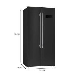 FORNO - Salerno Espresso 33-inch Side-by-Side 15.6 Cu.Ft. Black Refrigerator