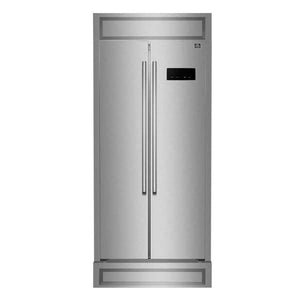 FORNO - Salerno 33" Built-in Stainless Steel Refrigerator 15.6 cu. ft - With Modern Decorative Grill - 37" Wide