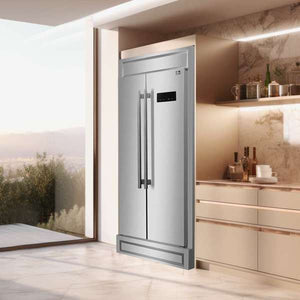 FORNO - Salerno 33" Built-in Stainless Steel Refrigerator 15.6 cu. ft - With Modern Decorative Grill - 37" Wide