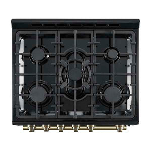 FORNO - Leonardo Espresso 30" Black Gas Range, 5 Burners, 39 500 BTU, 5 cu.ft. Convection Oven