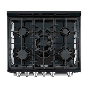 FORNO - Leonardo Espresso 30" Black Gas Range, 5 Burners, 39 500 BTU, 5 cu.ft. Convection Oven