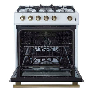 FORNO - Leonardo Espresso 30" White Gas Range, 5 Burners, 39 500 BTU, 5 cu.ft. Convection Oven