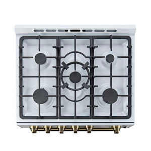 FORNO - Leonardo Espresso 30" White Gas Range, 5 Burners, 39 500 BTU, 5 cu.ft. Convection Oven