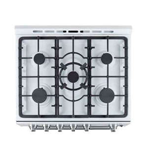 FORNO - Leonardo Espresso 30" White Gas Range, 5 Burners, 39 500 BTU, 5 cu.ft. Convection Oven