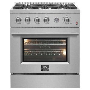 FORNO - Marco 30-inch Gas Range Stainless Steel, 4 Burners 37,000 BTU, 4.32 cu.ft. Convection Oven