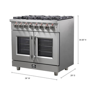 FORNO - Massimo 36″ Freestanding French Door Dual Fuel Range