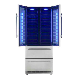 FORNO - Campania 32" Wine Cooler Stainless Steel, Dual Wine Zones, 2 Beverage Drawers, 17.7 cu.ft.