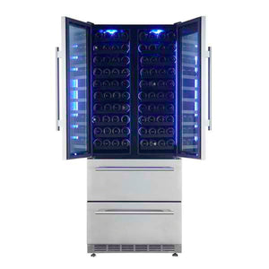 FORNO - Campania 32" Wine Cooler Stainless Steel, Dual Wine Zones, 2 Beverage Drawers, 17.7 cu.ft.