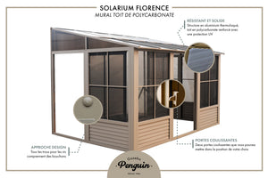 Gazebo Penguin - Florence Brown Wall Mounted Solarium Metal Roof