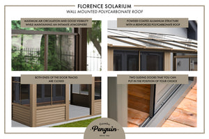 Gazebo Penguin - Florence Brown Wall Mounted Solarium Metal Roof