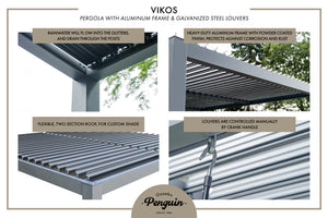 Gazebo Penguin - Vikos Pergola with aluminum frame & galvanized steel louvers 10ft. x 13ft.