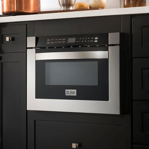 ZLINE Kitchen Package with Refrigeration, 48" Stainless Steel Gas Range, 48" Range Hood, Microwave Drawer, and 24" Tall Tub Dishwasher