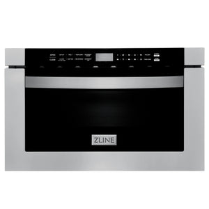 ZLINE 48" Kitchen Package with Stainless Steel Dual Fuel Range, Range Hood, Microwave Drawer and Tall Tub Dishwasher